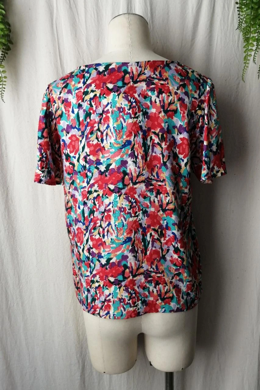 Blusa fluida de manga corta con estampado floral multicolor "Only" – photo 5